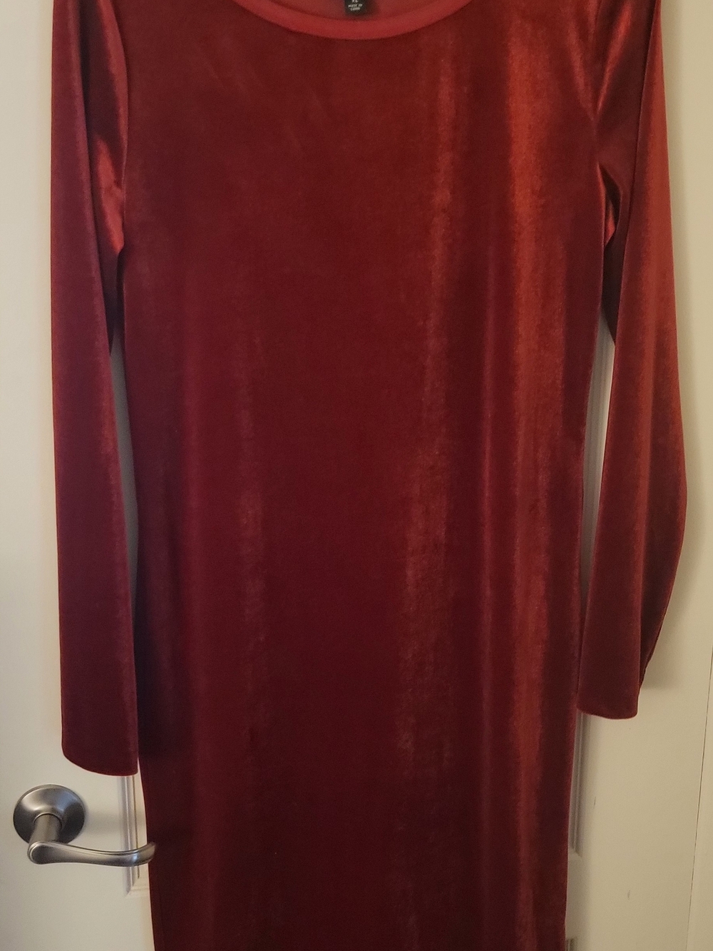 jcpenney Velvet Long-Sleeve Maxi Dress in Deep Red
